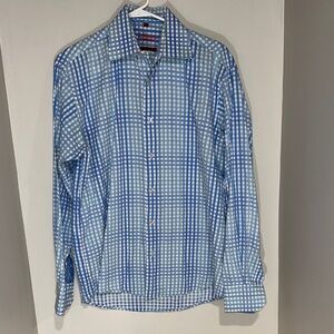 Luchiano Visconti Classic Blue Checkered Men's Shirt. Size M.